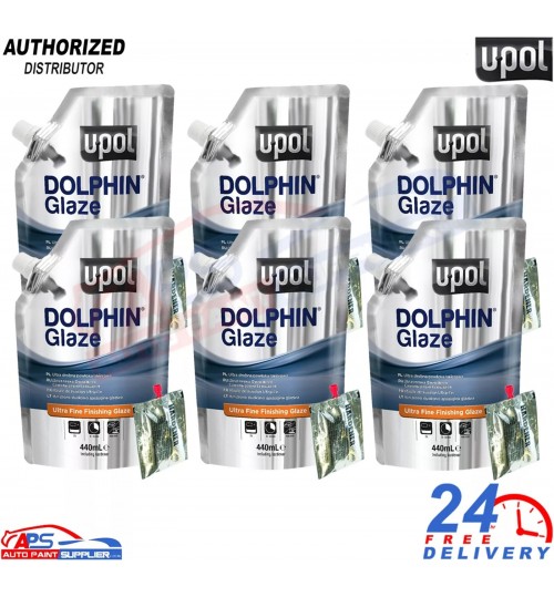 UPOL Dolphin Glaze 440ml 6x Pro Self-Leveling Filler + BPO Hardener Pro Finish